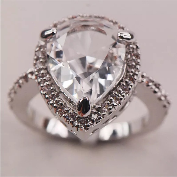 NEW WHITE TOPAZ CRYSTAL 925 STERLING SILVE… - Picture 2 of 3